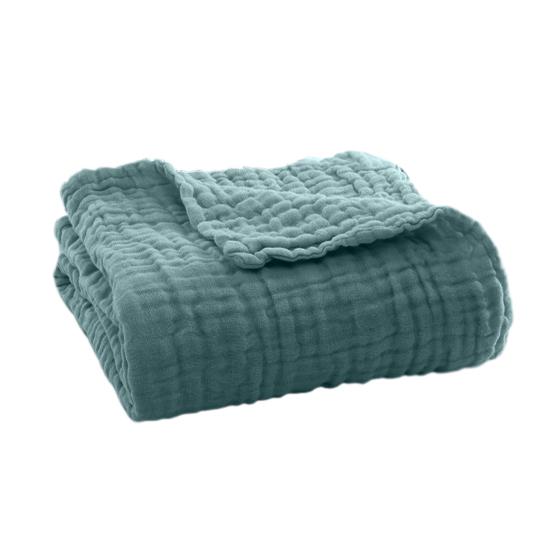 Muslinkos Sommer Sofateppe Pustende Ensfarvet Muslinklede Koseteppe for Seng Sofa Reise Feriebruk