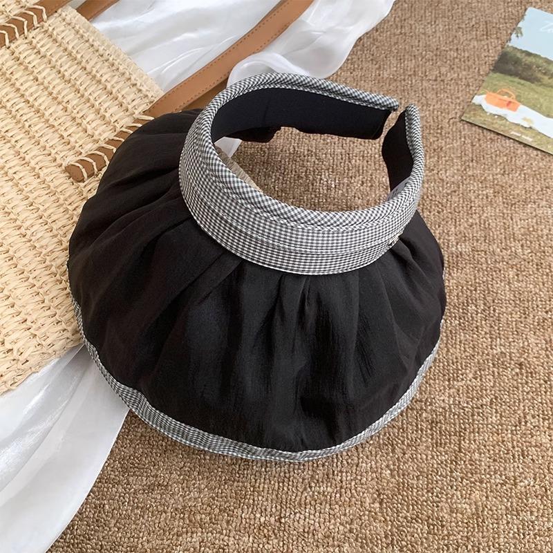 

seersucker empty top sunscreen hat women s summer UV protection foldable shell hat large brim sunshade sun hat