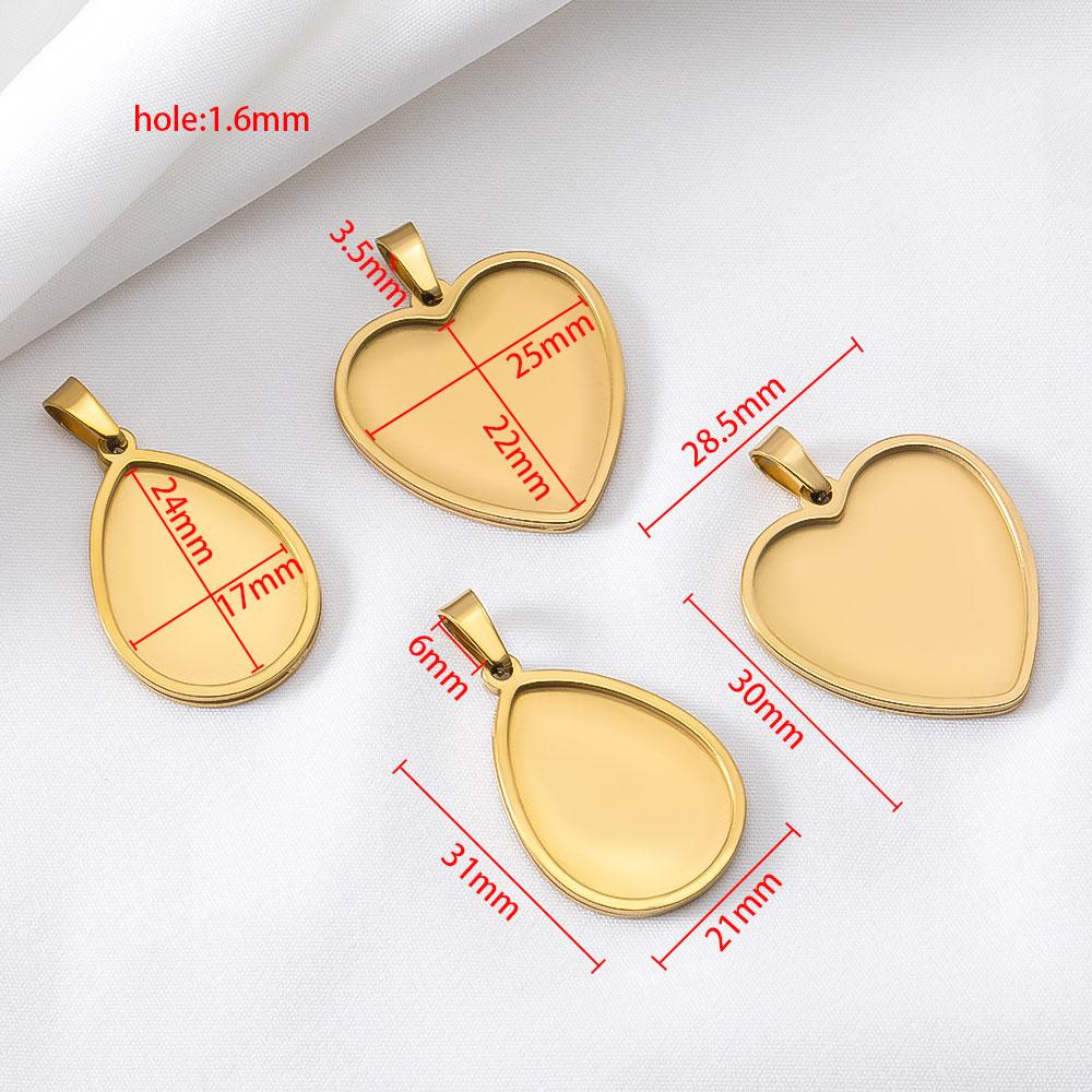 5Pcs 2Pcs Stainless Steel Heart Blank Pendant Trays Bezel Charms Bulk for Homemade Necklaces Jewelry Making DIY Crafts Resin Art