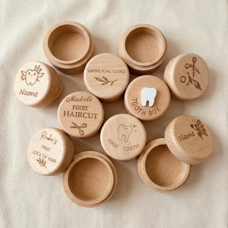 1 pièce Bois Brut Souvenir Pour Dents de Lait Cheveux & Souvenirs Boîte en Bois Fée des Dents Décoration de Maison Cadeau d'Anniversaire