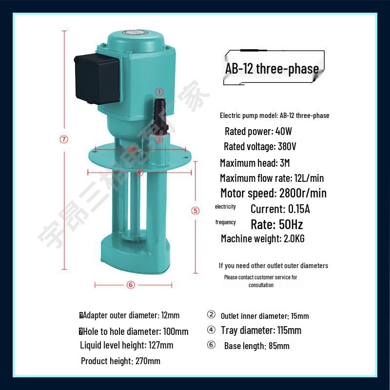 Trójfazowa elektryczna pompa oleju i wody do frezarek i tokarek - Model 120