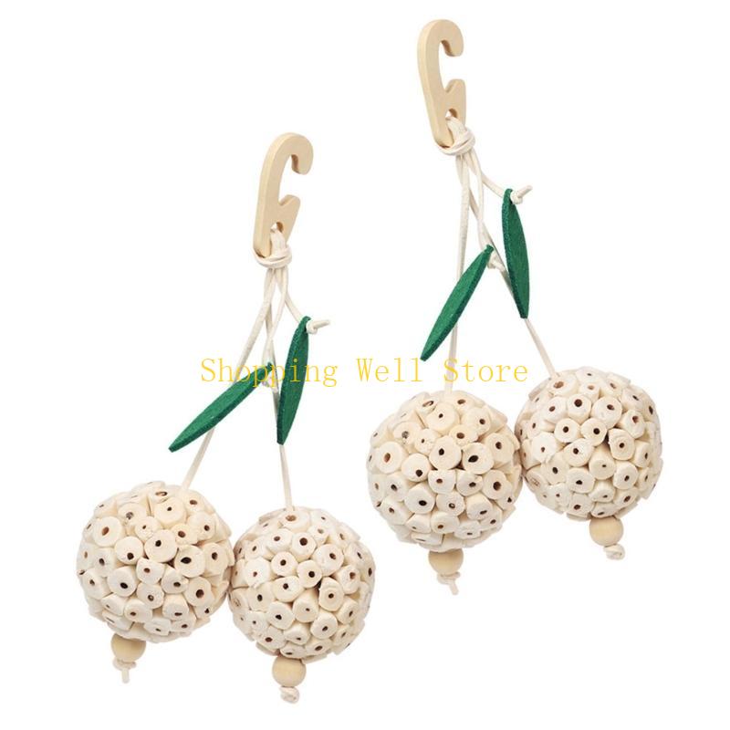 KX4B Pet Bird Straw Chew Toy Natural Molar Sphere for Cockatiel Conure