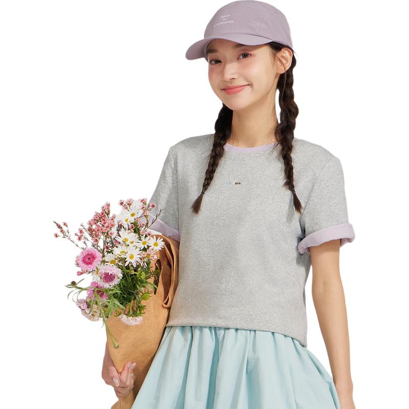 Di Sha Girls' Letter Embroidered Short-Sleeve T-Shirt