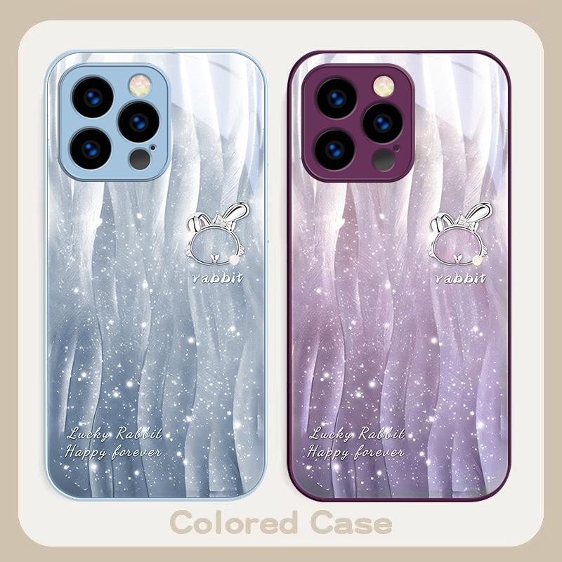 Ripple Gradient Rabbit For IPhone 16 Pro Max 15 P Lus 14 Pro 13 12 Mini 11 P Ro Max X XS 7 8 Plus 2022 Tempered Glass Phone Case