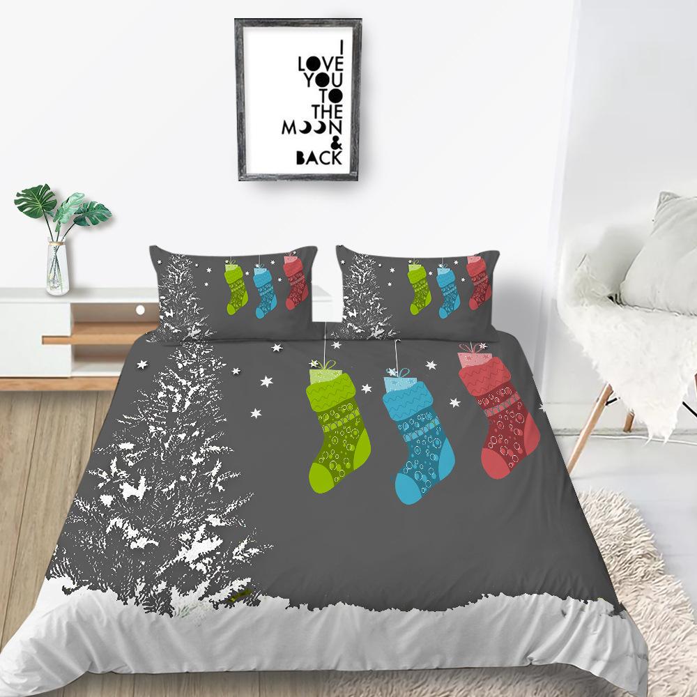 Quilt Cover Pillowcase Two Or Three-Piece Christmas Gift Series Polyester 3D Digital Printing