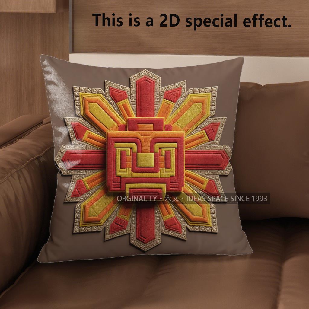 

2D Boho Maya Sun Geometric Throw Pillow Cases** Pattern Cushion Cover Suitable For Sofa Bedroom Car Pillow Cover 40x40cm