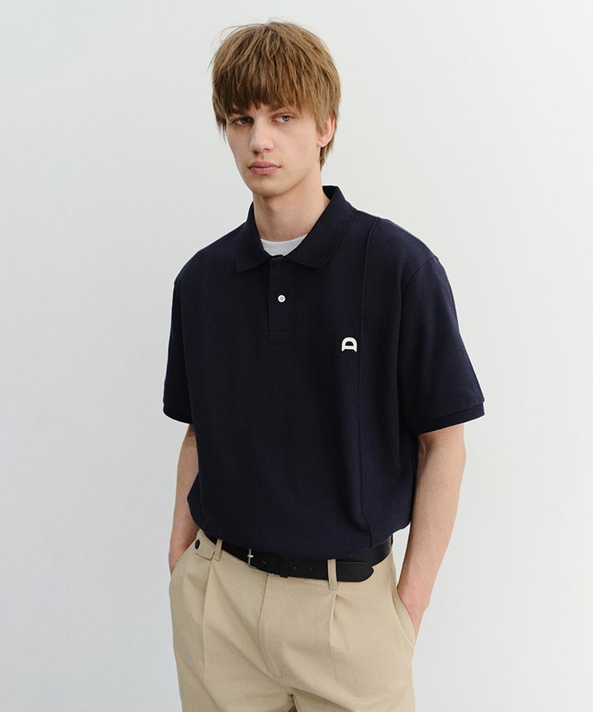 Deonseuteupomaen Leather Logo Polo Shirt_Unisex_Udts6B122_Navy
