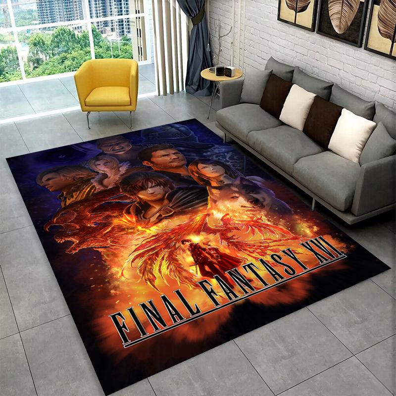 Cloud Tifa Final Fantasy Spiele Sephiroth Teppich Teppich für Schlafzimmer Wohnzimmer Sofa Spielzimmer Fußmatte Heimdekoration,Teppich Rutschfest