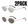 2PACK New Retro Oval Sunglasses for Ladies Fashion Small Metal Frame Sunglasses Women Classic Brand Shades Trends Summer Unique