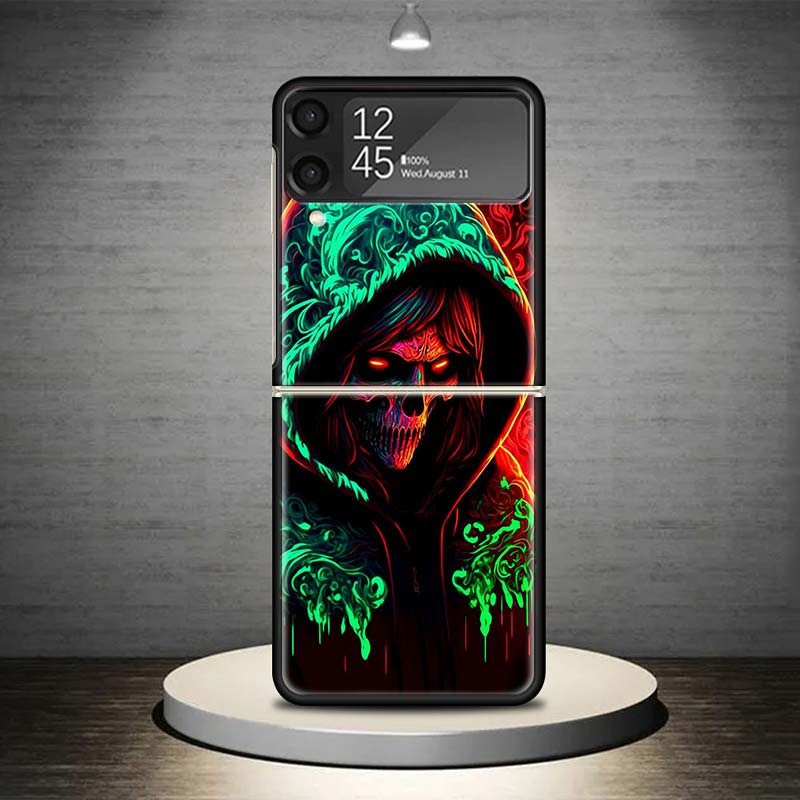 Halloween Moon Witch Horror Phone Case For Samsung Galaxy Z Flip 7 6 5 4 3 5G Shockproof Cover Z Flip7 Flip6 ZFlip5 Flip3 Flip4