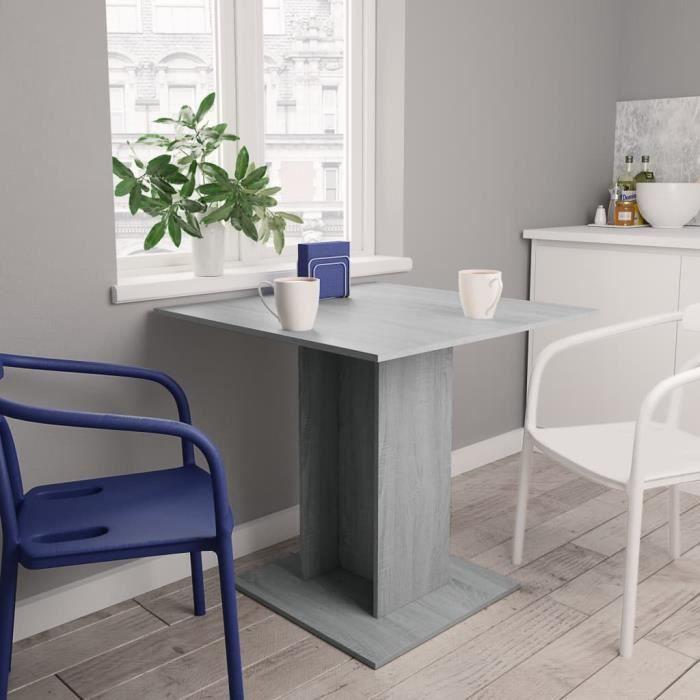 825823 vidaXL Dining Table Sonoma Grey 80x80x75 Cm Engineered Wood