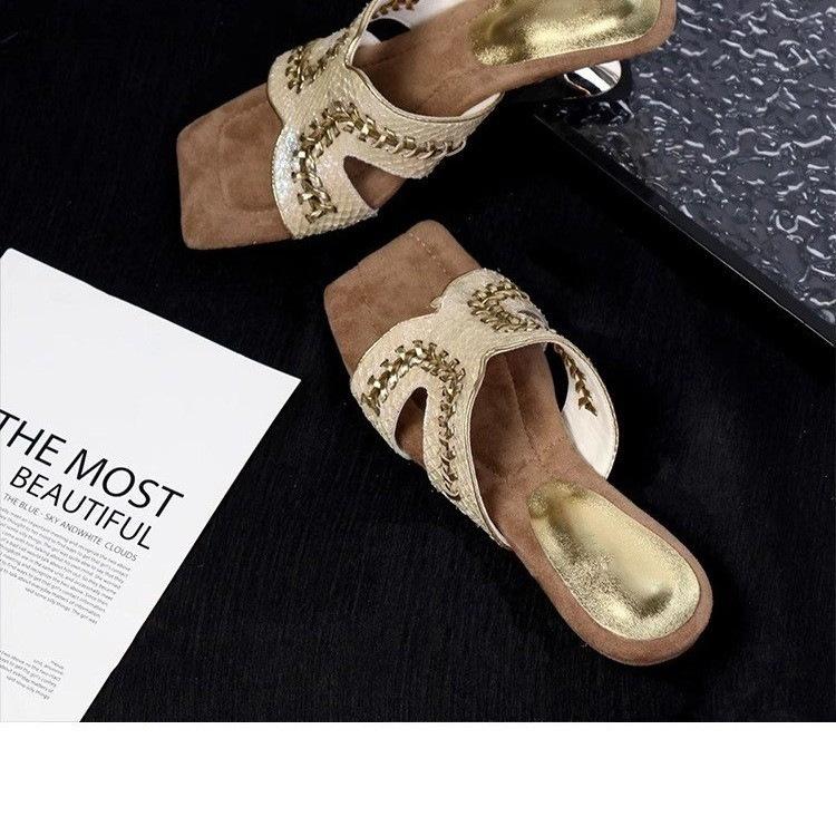 

Точка~ Плетеные кожаные шлепанцы на танкетке, крутые, женские, летние, для улицы, темпераментные, с квадратным носком, ощущение наступания на дерьмо, красивые шлепанцы на одной подошве 40