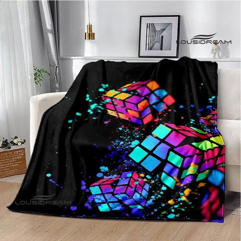

Ковдра з принтом 3D R-кубика Рубіка Фланель Теплі м’які затишні ковдри Домашня дорожня ковдра Постільна підкладка cubre cama Подарунок на день народження 150cm x 200cm