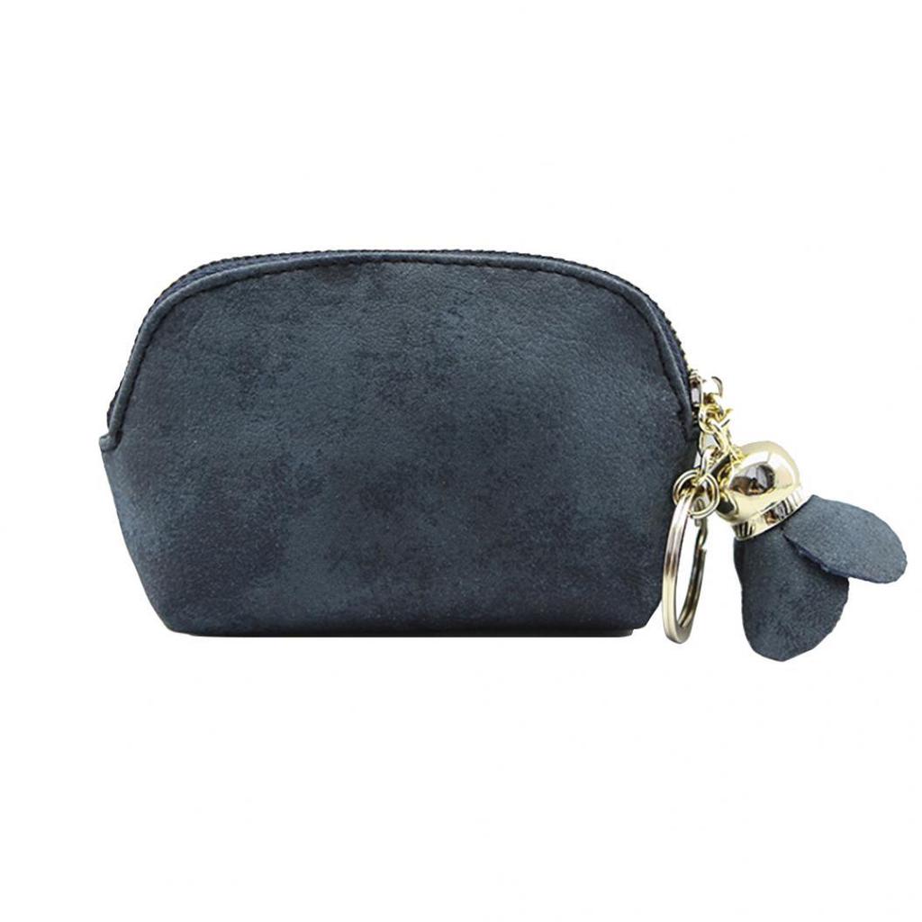 Fashion Faux Leather Rose Pendant Zipper Women Coin Purse Wallet Mini Bag CLE
