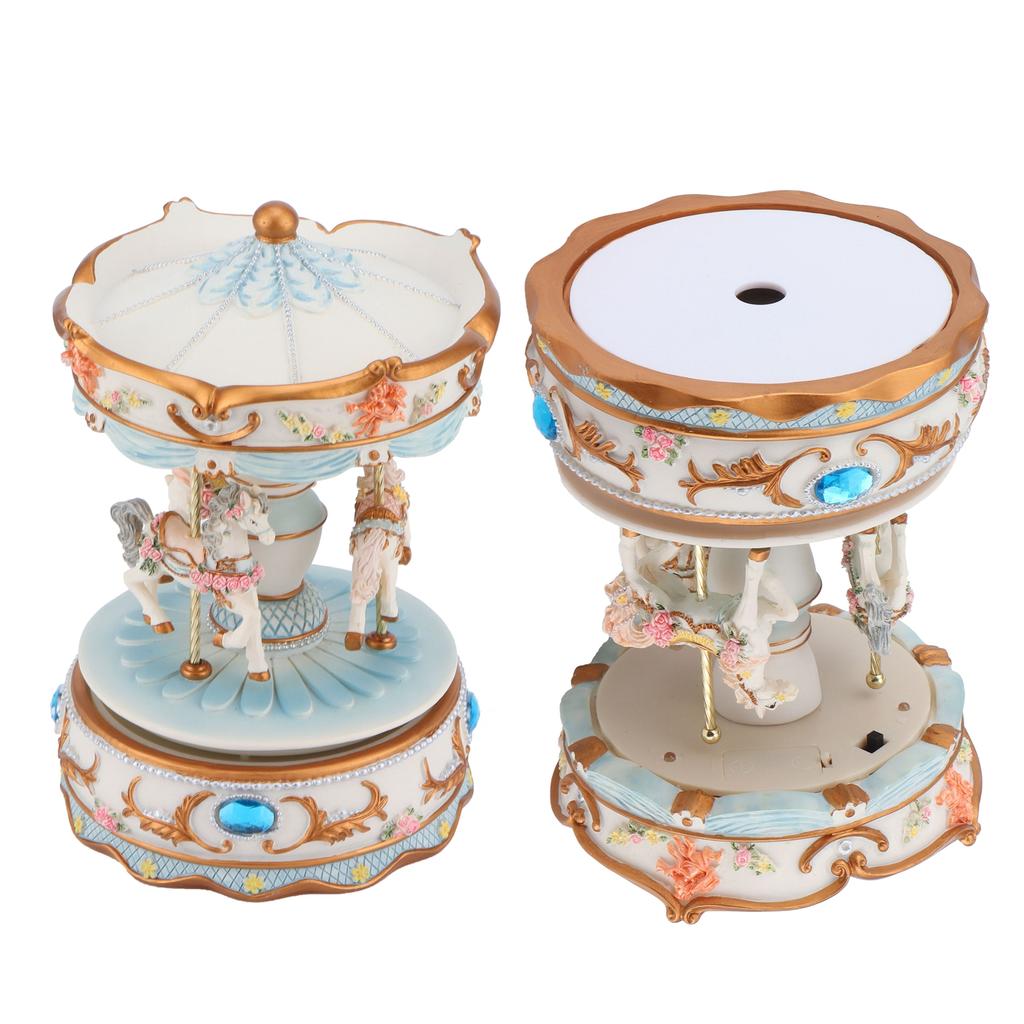 Rotating Horse Style Music Box Musical Box with Colorful Lights Valentine"s Day Gift Home Decor