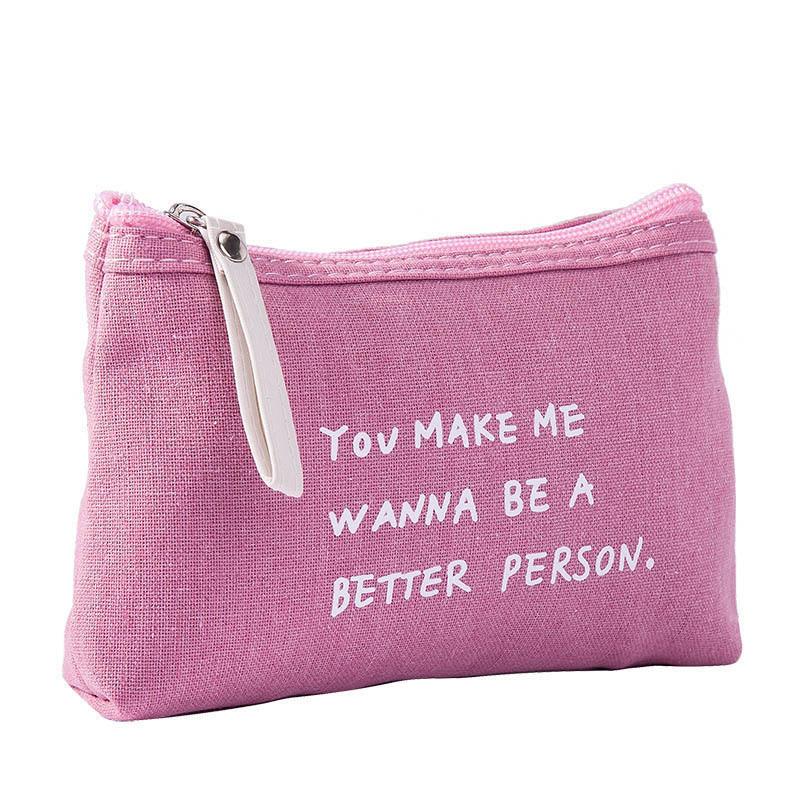 Practical Canvas Alphabet Cosmetic Bag Zipper Hand Clutch Modern Simple Wind Coin Phone Case