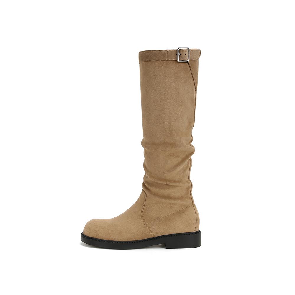 Grape Mother Winter New Long Tube Stacking Boots Women Wear High-end Thin Boots Women's Retro Korean Version Boots