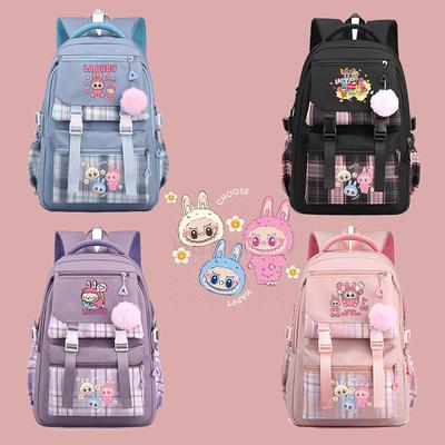 Nova Tendência Mochila Estampada Labubu Ensino Fundamental Ensino Médio Estudante Grande Capacidade Mochila Escolar Estudante