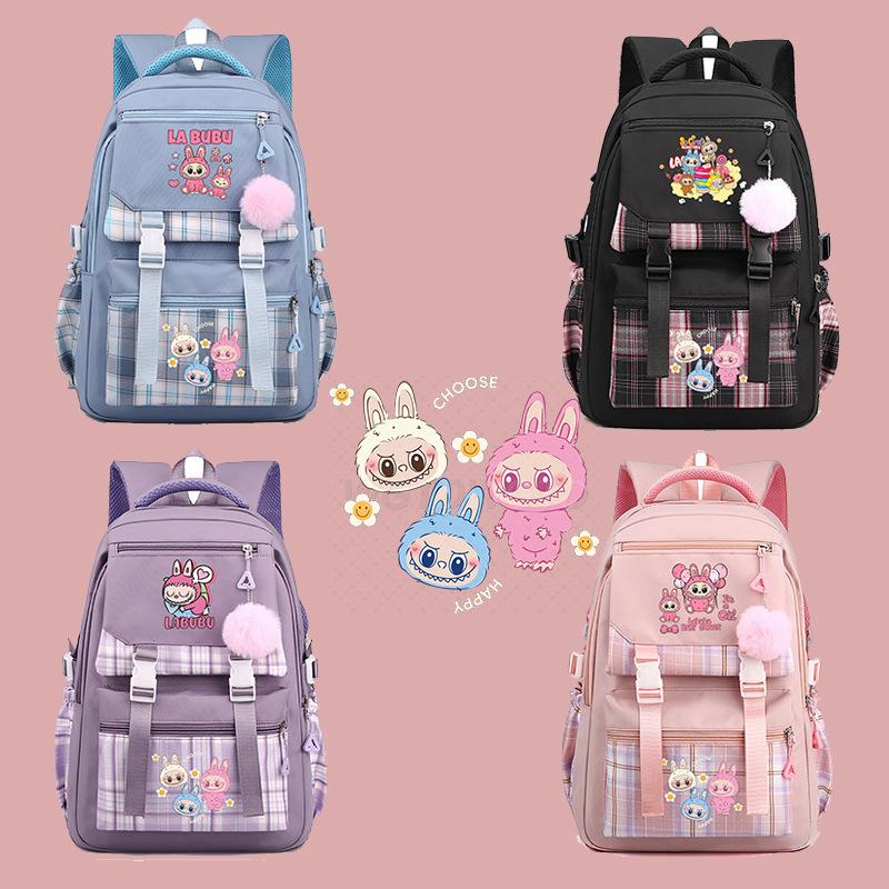 New Trend Labubu Printed Backpack Junior High School High School Student Large Capacity Student School Bag