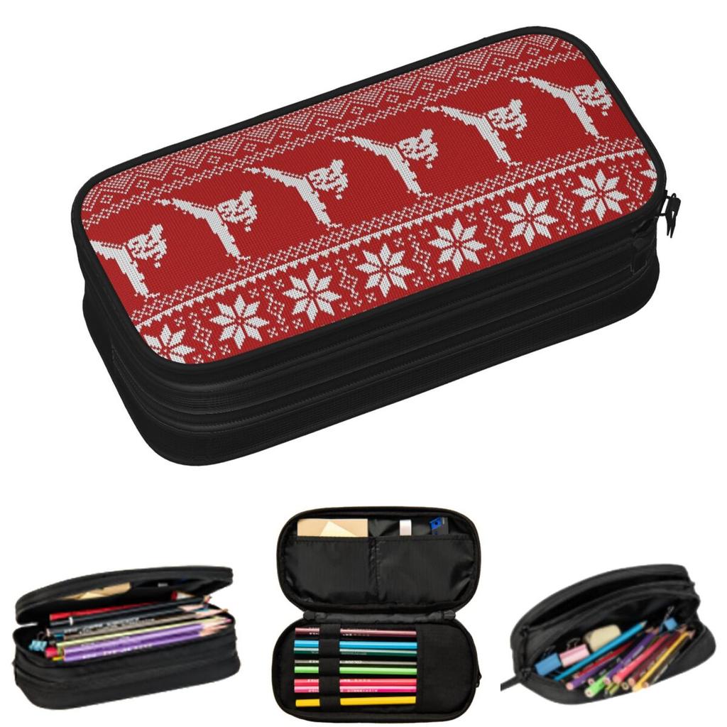 Karate Ugly Christmas Sweater Pencil Cases for Students Gifts Pen Box Pencil Bag Large Storage Pencil Pouch