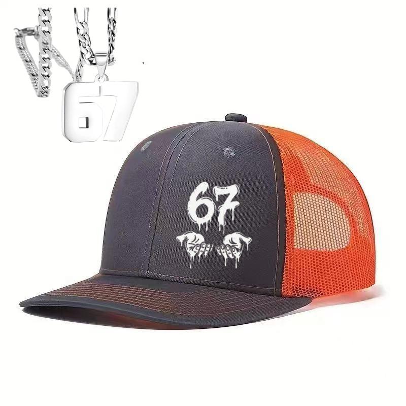 1PC Hip Hop 67 Drip Trucker Hat, Neon Green Contrast, Graffiti Aesthetic Cap for Skateboarding