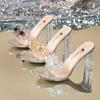 Fashion Fashion Rhinestone Women's High Heels GLADIATOR Style Woman Ultra High Heels Sandals Wedding Banquet Glass Slippers Pumps Mujer