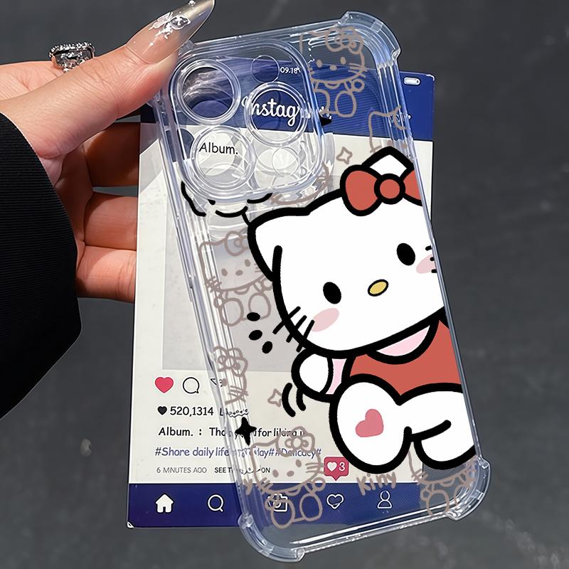 Transparent Hello Kitty Phone Case For Samsung Galaxy S26 Ultra 5G S25 FE Edge S24 S23 S22 Ultra Plus A57 5G Shockproof Cover