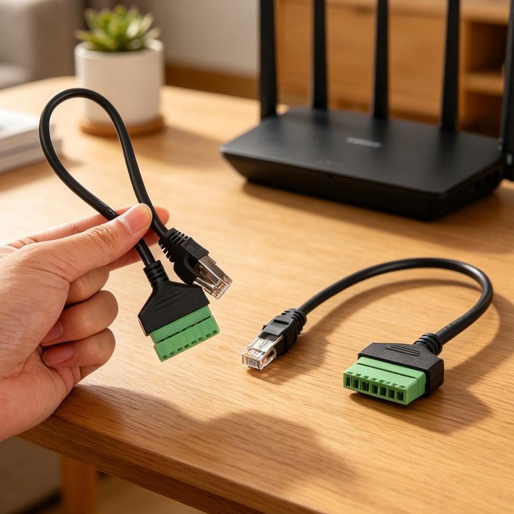 RJ45 Male To 8 Pins Solderless Extension Cable Screw Terminal Connector Ethernet Adaptor Converter Cable for Cat5e Ethernet Cord