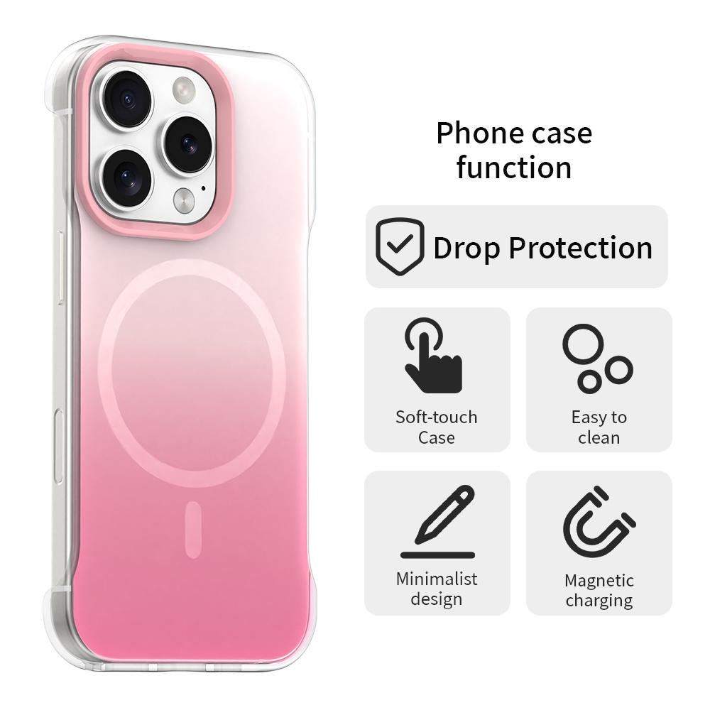 For iPhone 16 Pro Max Magnetic Case Gradient Design Borderless IMD TPU+PC+PET Phone Cover