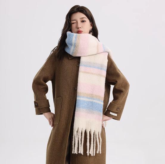 Atmosphere Maillard plaid scarf women's winter new Korean high-end sense thickened warm scarf student