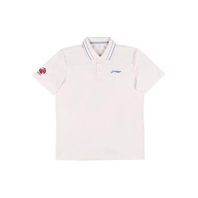 Li Ning CBA Series Solid Color Basketball Referee Coach Short Sleeve Polo Shirt Men Polo Shirts White APLT341-2