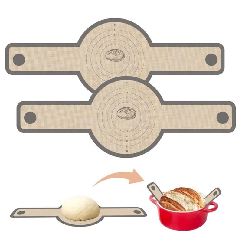 Convenient and Safe Bread Transfer Practical Bread Transfer with Long Handle Silicone Bread Slings Dutch Ovens Liner