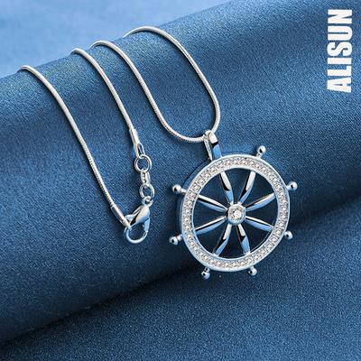 925 Sterling Silver Round Pendant Necklace Fashionable Wedding Jewelry