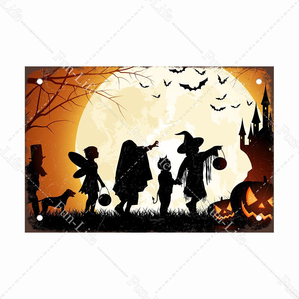Halloween Shabby Chic Home Bar Festival Vintage Wall Decor Metal Tin Signs Pub Tavern Retro Pumpkin Decorative Plate 20x30cm