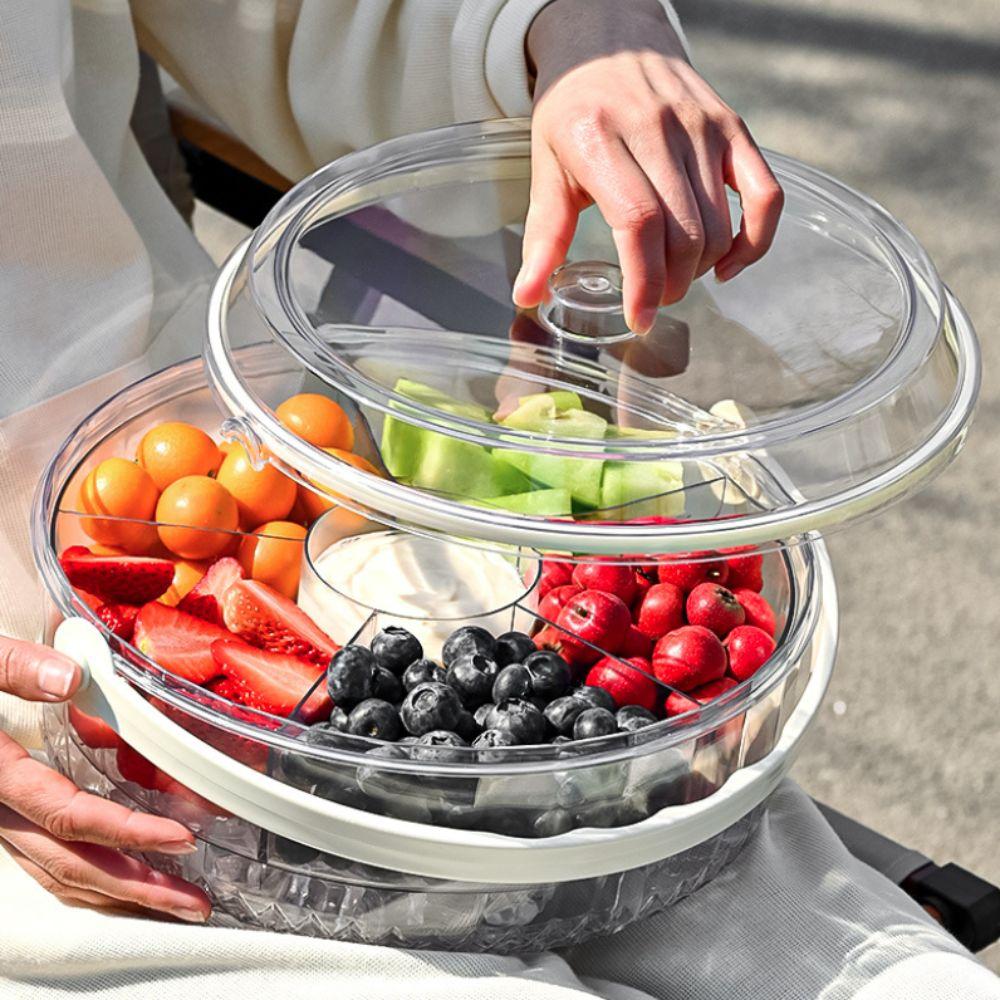Foldable Handle Fruit Storage Container Divided Living Room Serving Tray  Summer