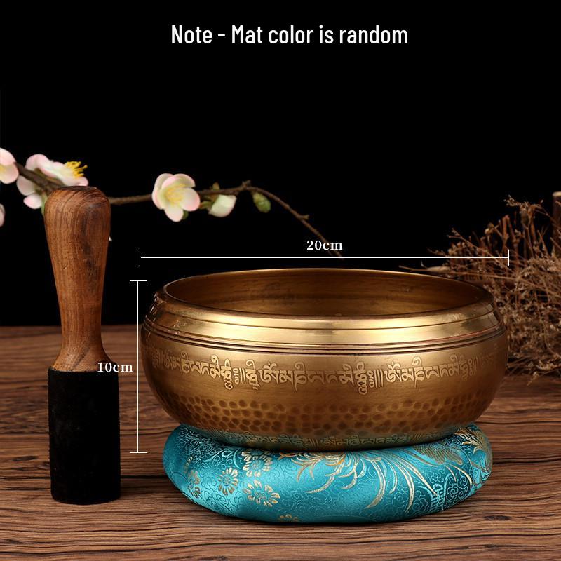 Nepal Bronze Six-Syllable Mantra Tibetan Singing Bowl for Meditation and Incense, Buddha Sound and Chime Bowl.