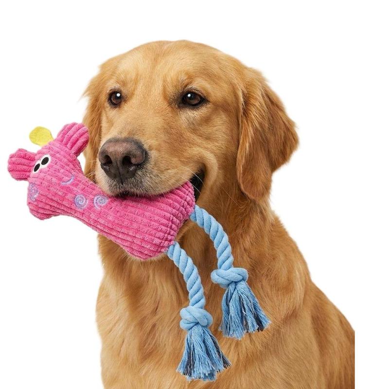 Plush Deer Dog Rope Toy Squeaky Teeth Cleaning Chew Toy Interactive Pet Toy For Small Medium Dogs Indoor Outdoor Play