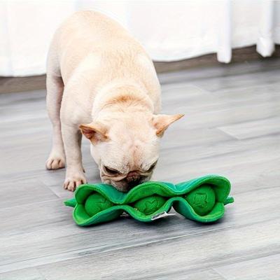 Pea-Shape Slow Feeder Snuffle Dog Toy - Interactive Puzzle Plush Toy for Mental Stimulation and Dental Care - Squeaky Dog Toy for Boredom Relief