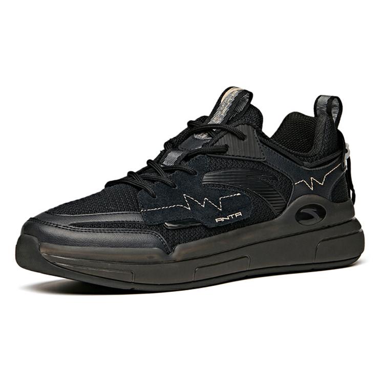 Anta Life Collection Cushioning, Wear Resistant Low Top Skateboard Shoes Men's Black Gold 912118050-4