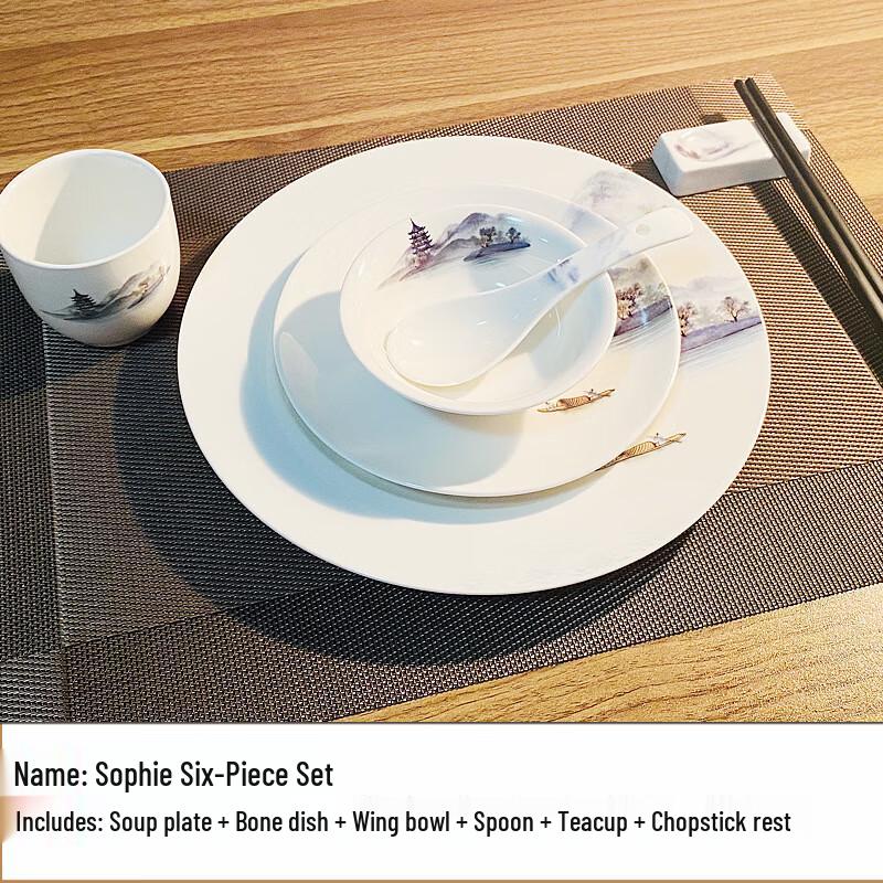 Chinese Landscape Ceramic Tableware Set