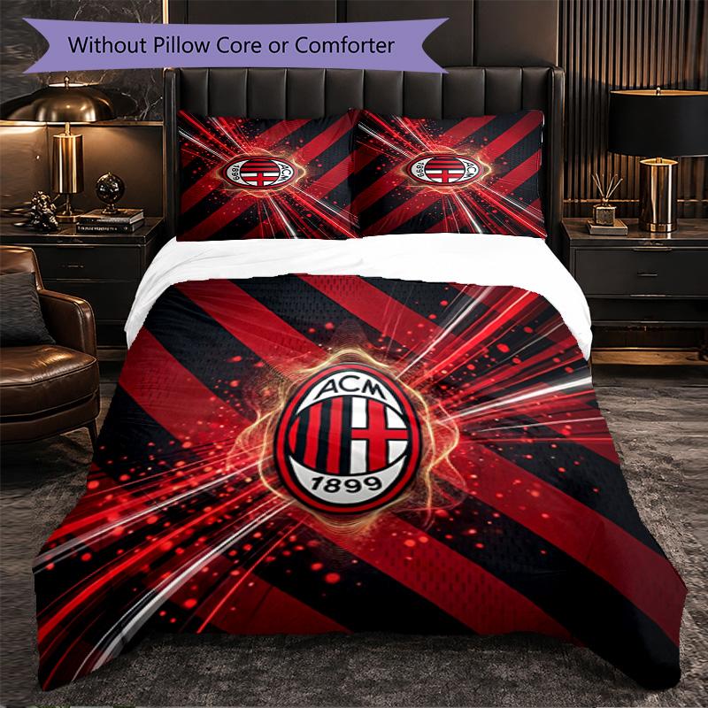 Set Lenzuola AC Milan Modello 3 Pezzi Morbida Copripiumino in Microfibra con Federe per Camera da Letto