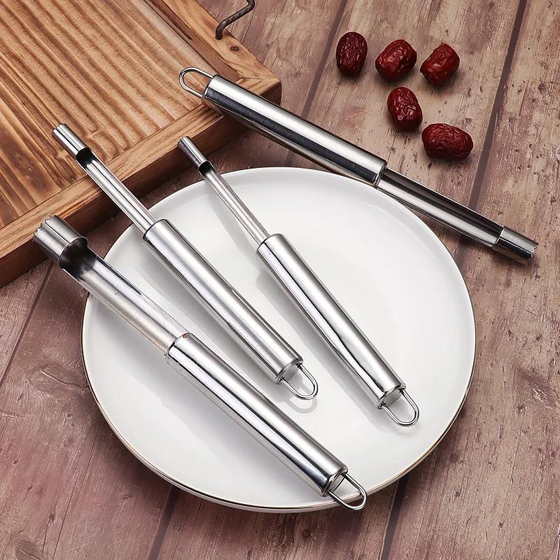1/4PCS Stainless Steel Fruit Corer Red Dates Cherry Apple Pear Corer Fruit Seed Core Remover Slicer Knife Fruit Vegetable Tools