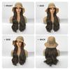 ALAN EATON Hat wigs Cap Brown Color Hair Extension Connect Summer Straw Hat for Women Heat Resistant Fiber Breathable Hat