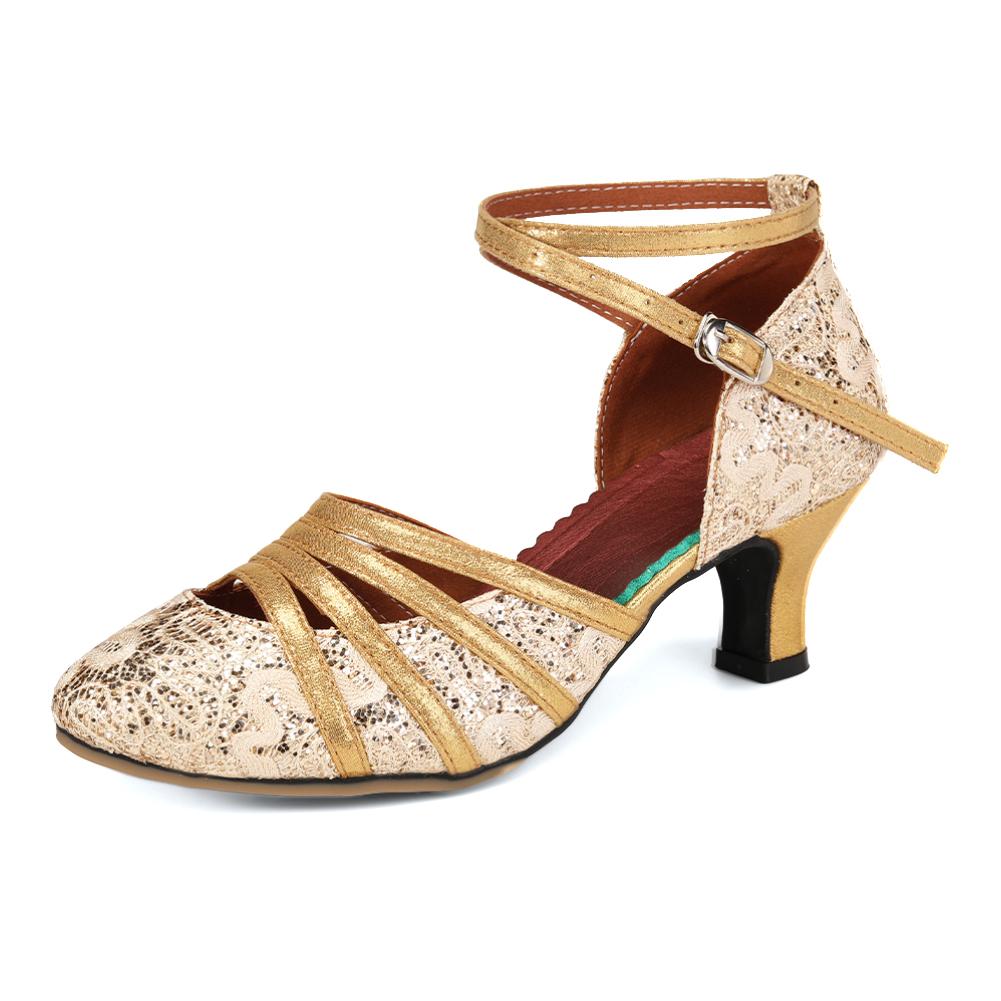 Dance Shoes for Women Hollow Women Outdoor Sandals Breathable Latin Salsa Mid Heel Ballroom Dance Shoes Heel 5.5CM