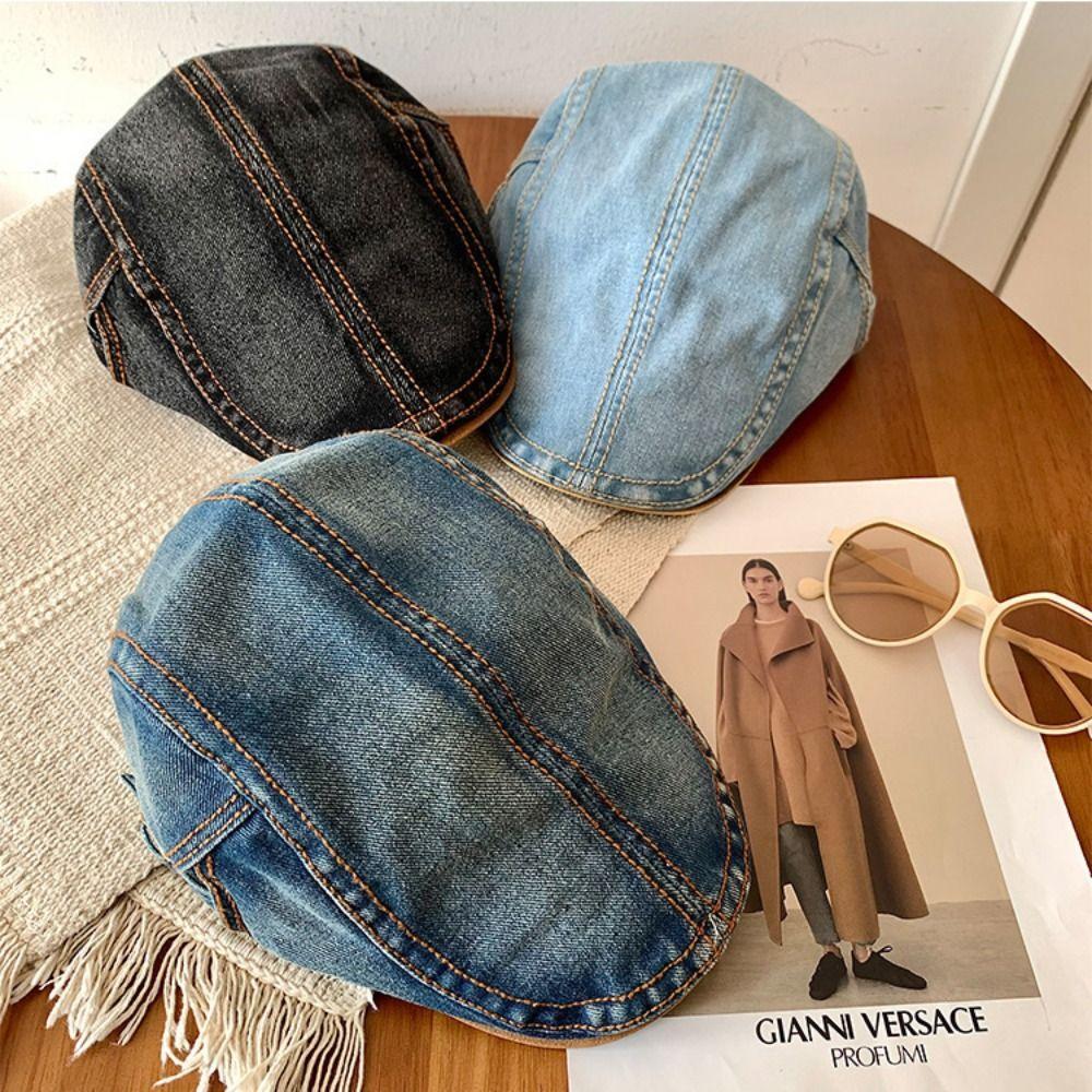 Cotton Painter Beret British Style Peaked Cap Casual Flat Cap Summer