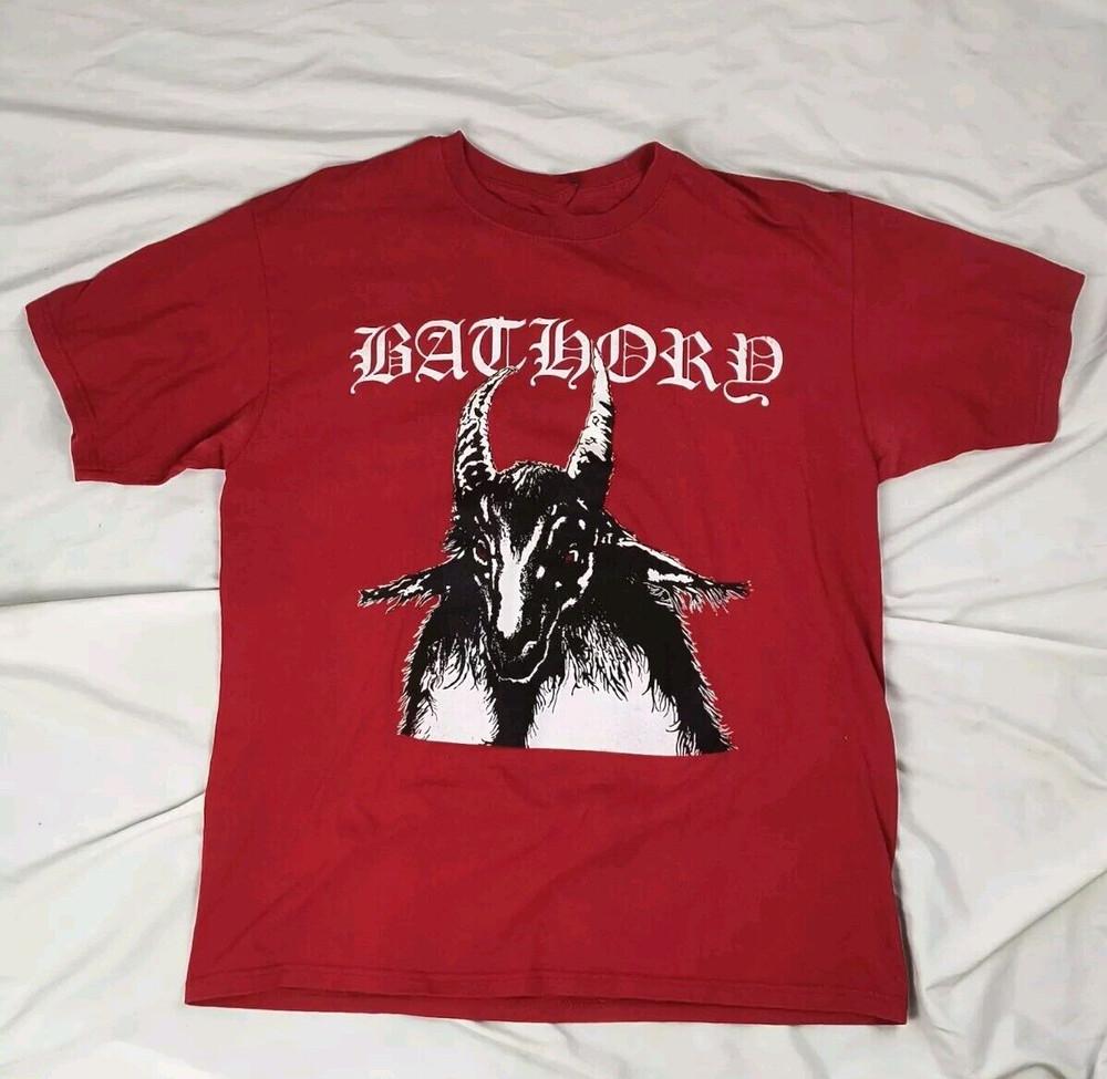 Футболка унисекс с принтом группы Bathory, красная, хлопок, полный размер, унисекс S-5XL XXXXL