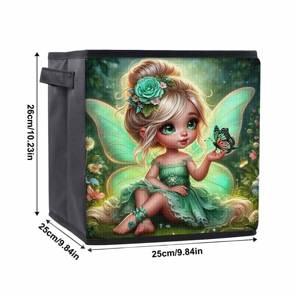 Elfen und Schmetterlinge 5D Diamantmalerei Aufbewahrungskorb Vollrunde Bohrer Mosaik Diamantstickerei Kreuzstich-Sets Heimdekor Heimdekor