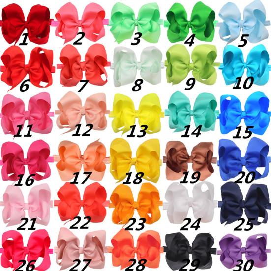 

Baby Girls Headbands 6 Inch 30 Colors Boutique Grosgrain Ribbon Hair Bows