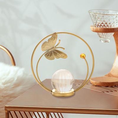 Crystal Ball Metal Figurine Display for Stylish Home Decor