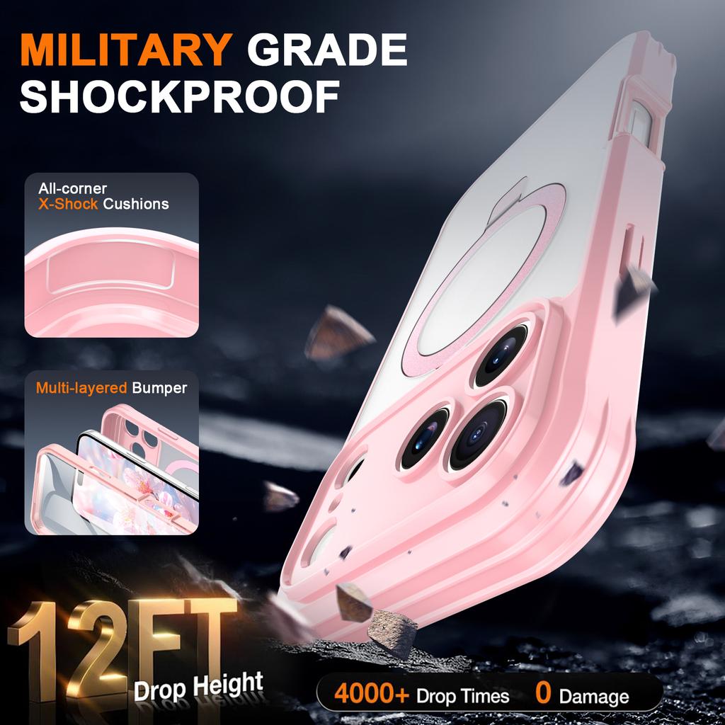 Etui na iPhone 17 Pro Max typu Skin Touch, jednokolorowe, z TPU+PC, pokrowiec na telefon z magnetyczną podpórką